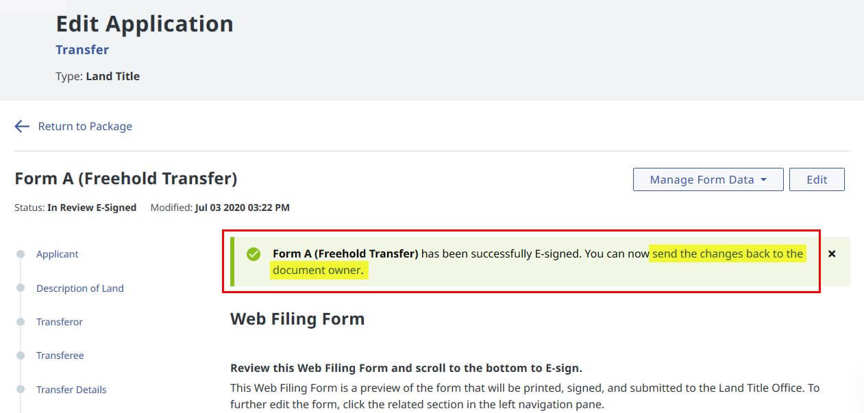 E-Sign Review End esignendsuccess