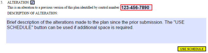 CLRS Form - Alteration data entry section