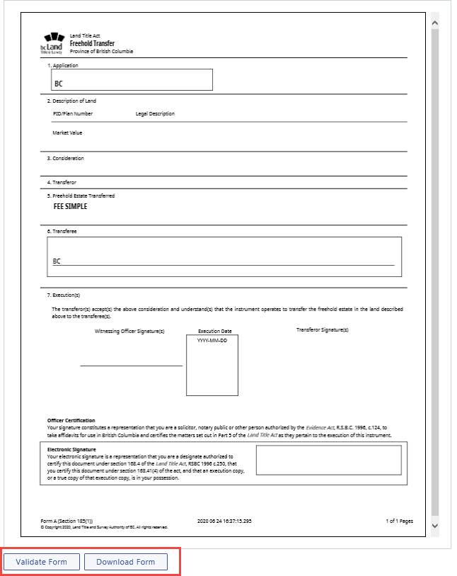 Freehold Transfer (Form A) | LTSA Help