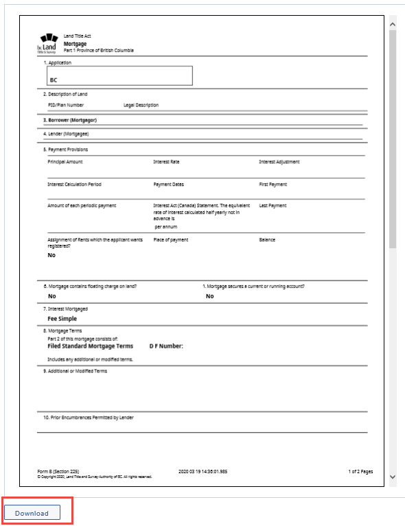 Form B (Mortgage) | LTSA Help