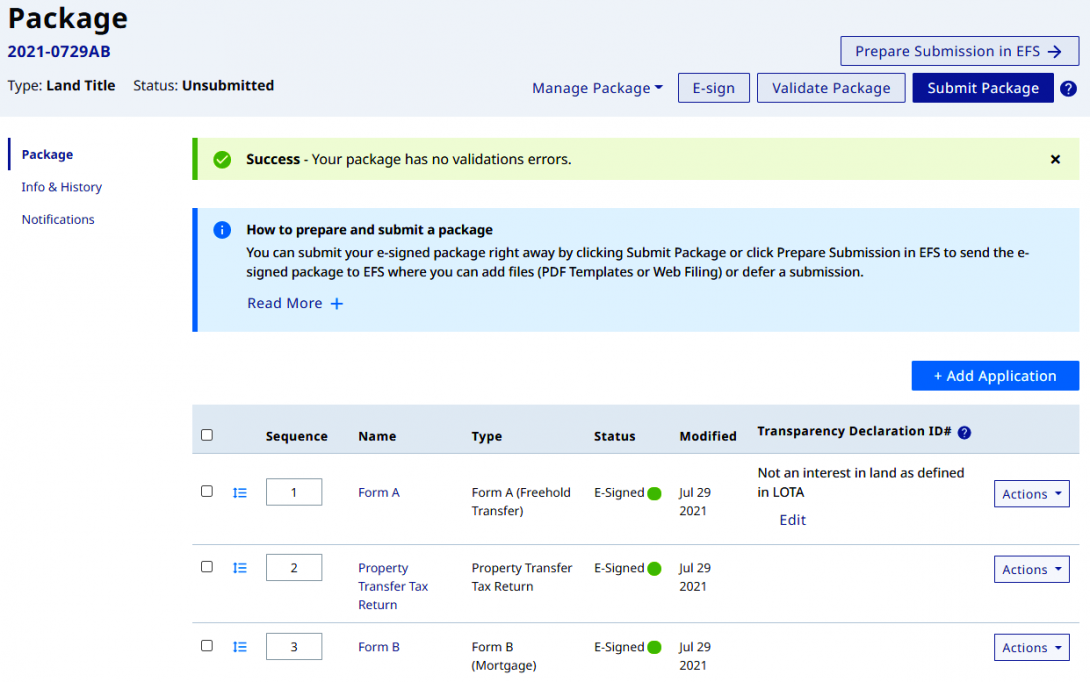 Validate Web Filing Package | LTSA Help