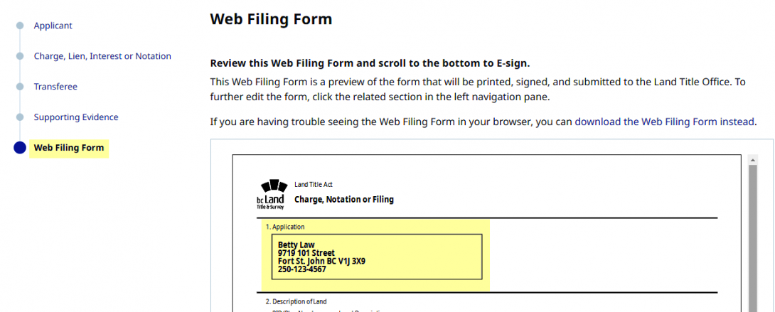 Create Land Title Form Template | LTSA Help