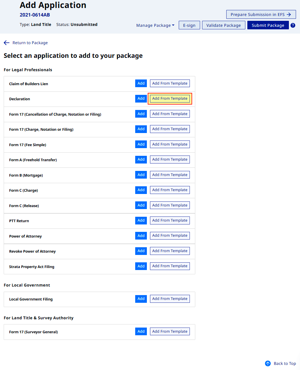 Add A New Form Using A Template | LTSA Help