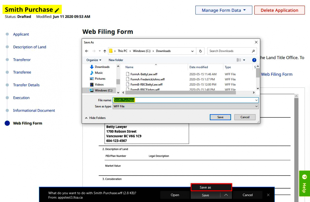 Create Land Title Form Template | System Help