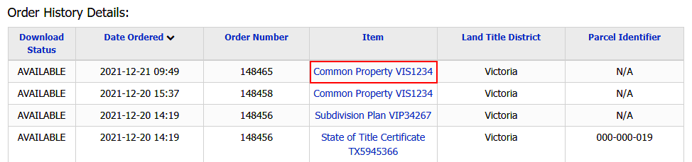 Search Common Property | LTSA Help