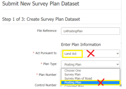 Image showing incorrect way to submit LTA posting plan
